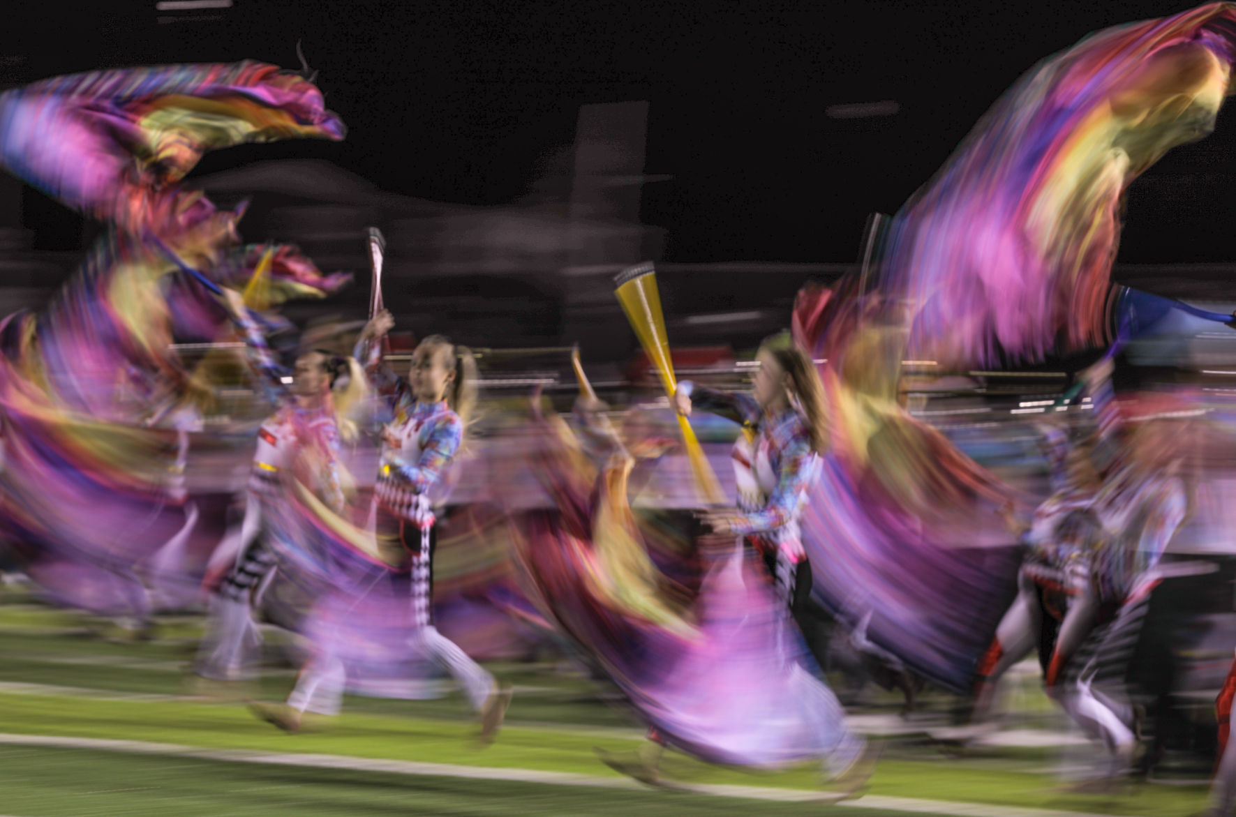 Jefferson City High School color guard performs during the half time on Friday.